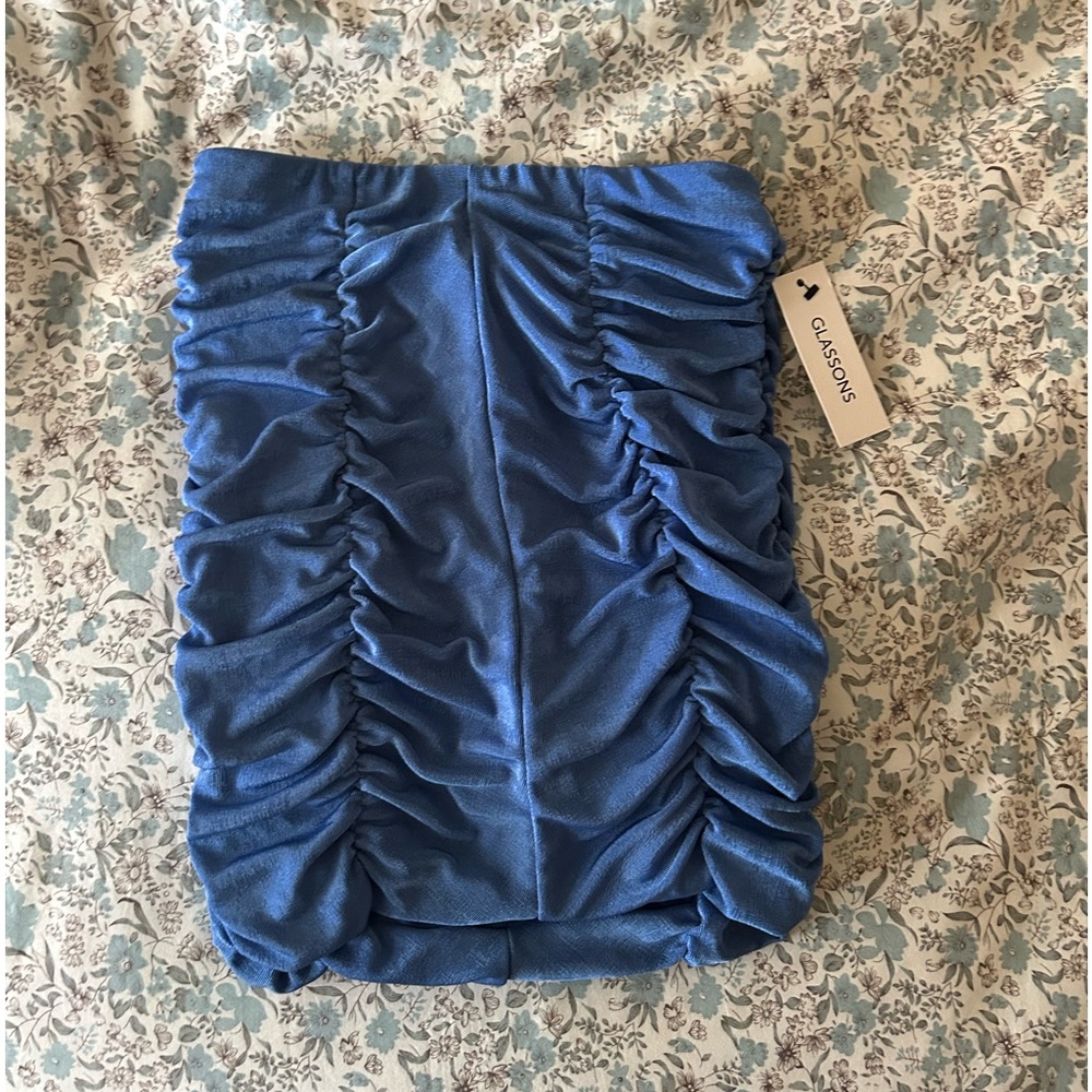 GLASSONS RUCHED BLUE SKIRT